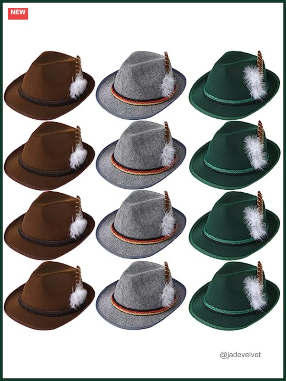12 Pcs Oktoberfest Hats Bavarian German Party Costume Accessory Adult